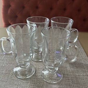 Bundle Of Four Coffee/Late Clear Glass Mugs
